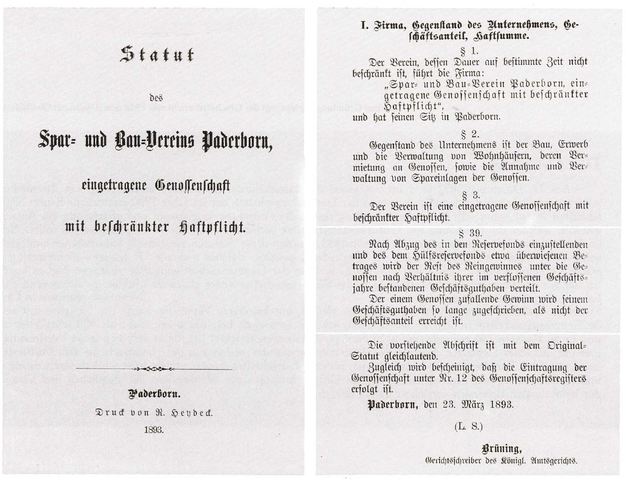 Gründungsurkunde vom 23. März 1893