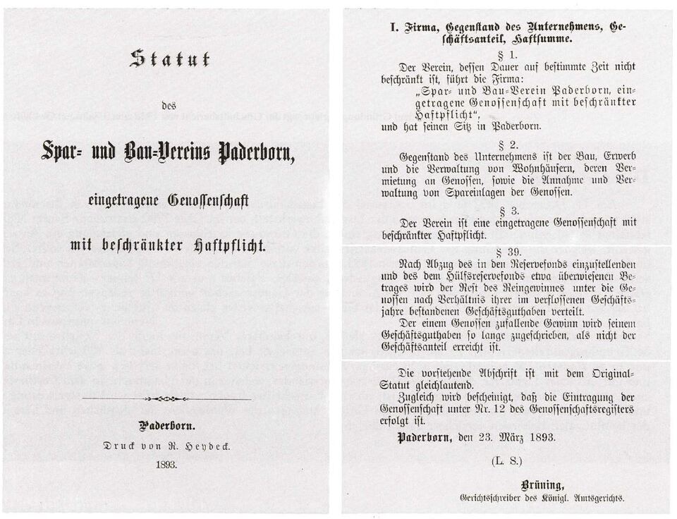 Gründungsurkunde vom 23. März 1893